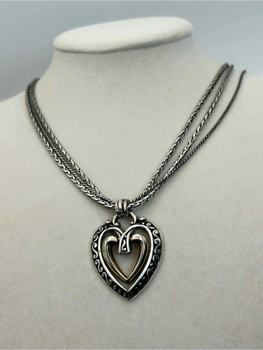 Brighton Ellington Heart Pendant Necklace Silver Plated 18